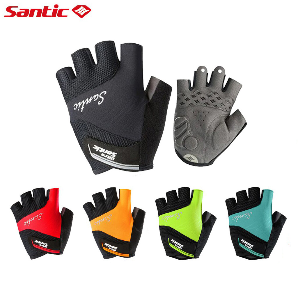 Santic Women Men Cycling Gloves Breathable Non-slip Bicycle Bike Half Finger Gloves