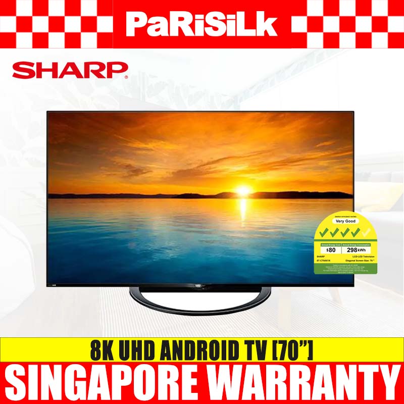 (Bulky) Sharp 8T-C70AX1X 8K UHD Android TV (70INCH) - 4 Ticks + Free Delivery + Free Installation (Table Top Setup)